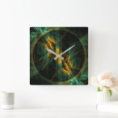 Horloge Carrée The Eye of the Jungle Abstract Art Square (Maison)