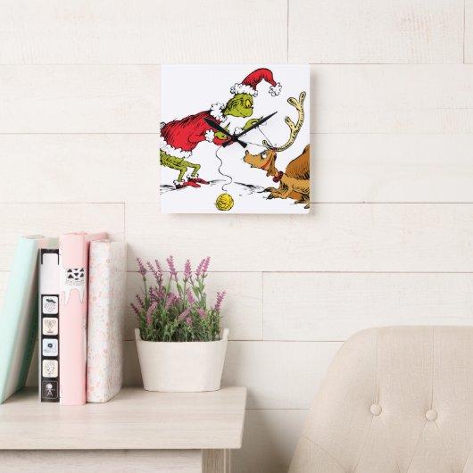 Horloge Carrée The Grinch Prepares Max the Reindeer (Salle de lecture)