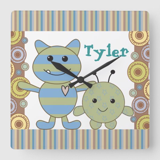 Horloge Carrée The Little Peeking Monster (Recto)