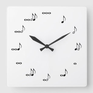 Horloge Carrée The One Of A Kind Square Music Note Clock White