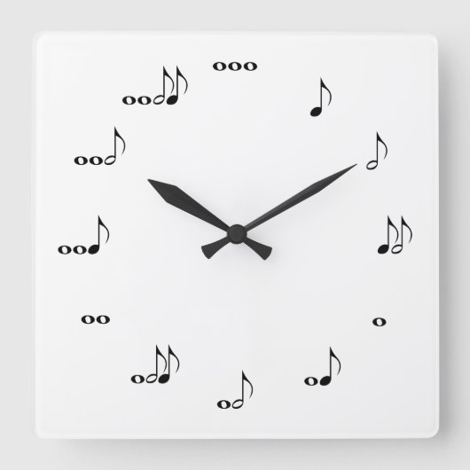 Horloge Carrée The One Of A Kind Square Music Note Clock White (Recto)