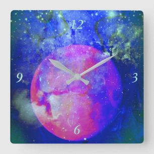 Horloge Carrée The Pink Moon Wall Clock