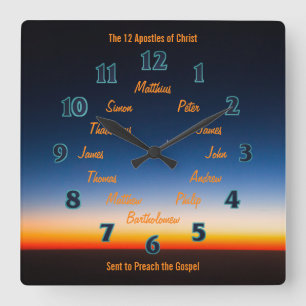 Horloge Carrée The Twelve Disciples of Jesus Square Wall Clock