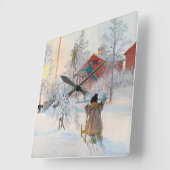 Horloge Carrée The Yard and Washhouse par Carl Larsson (Angle)