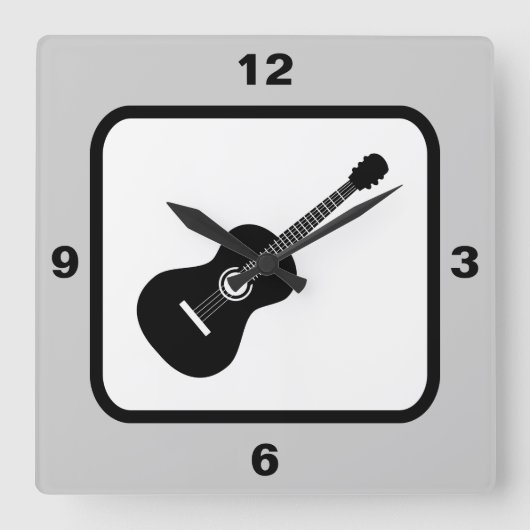 Horloge Carrée Thème de musique classique de guitare (Recto)