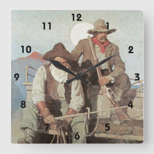 Horloge Carrée Thème occidental sauvage l'horloge de cowboys de