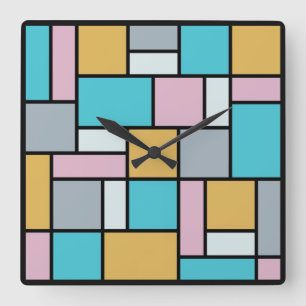Horloge Carrée Theo Van Doesburg - Composition 17 - Art Mondrian