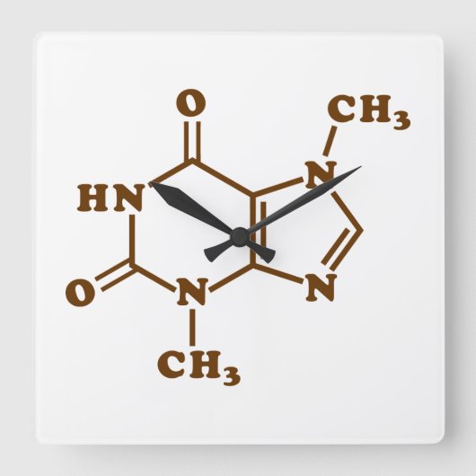 Horloge Carrée Théobromine au chocolat Formule chimique moléculai (Recto)