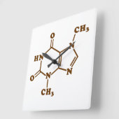 Horloge Carrée Théobromine au chocolat Formule chimique moléculai (Angle)