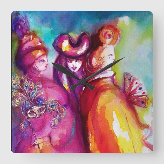 Horloge Carrée THIRD MASK / mascarade de Venise (Recto)