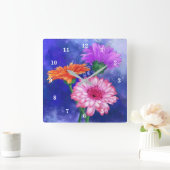 Horloge Carrée Three Color Gerberas (Maison)