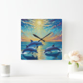 Horloge Carrée Three dolphins Wall Clock (Maison)