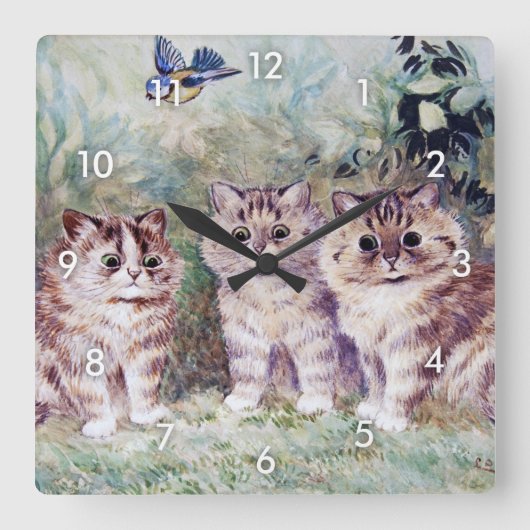 Horloge Carrée Three Kittens (Recto)