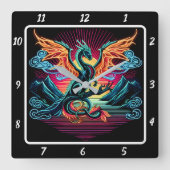Horloge Carrée Thundergrève Neon Dragon (Recto)