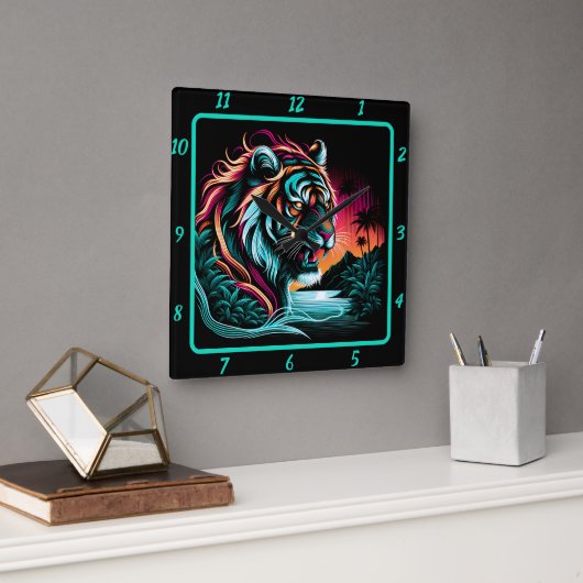 Horloge Carrée Thunderton Tiger Majesty (Bureau)