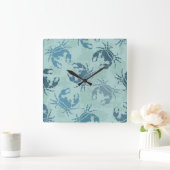 Horloge Carrée Tie Dye Motif De Crabes (Maison)