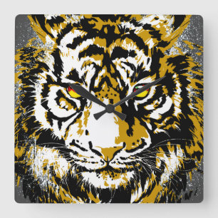 Horloge Carrée Tiger Wall Clock - Tiger Head Clock