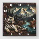 Horloge Carrée Tigers majestueux du Bengale par Mountain River (Recto)