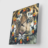 Horloge Carrée Tigre (Angle)