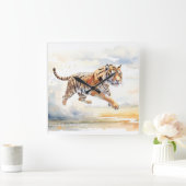 Horloge Carrée Tigre en action (Maison)