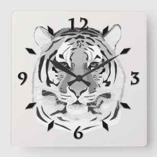 Horloge Carrée Tigre, visage de tigre, symbole 2022 24h/24