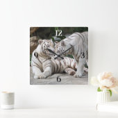 Horloge Carrée Tigres blancs (Maison)