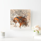 Horloge Carrée Tigres d'hiver (Maison)