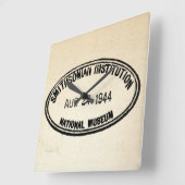 Horloge Carrée Timbre de bibliothèque Établissement Smithsonian 1 (Angle)