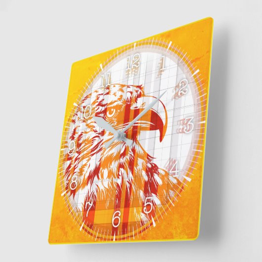 Horloge Carrée Time and illustrated art on your wall. (Angle)