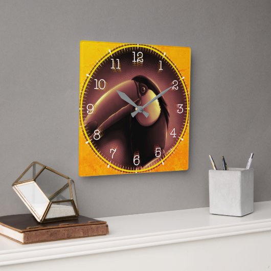 Horloge Carrée Time and illustrated art on your wall. (Bureau)