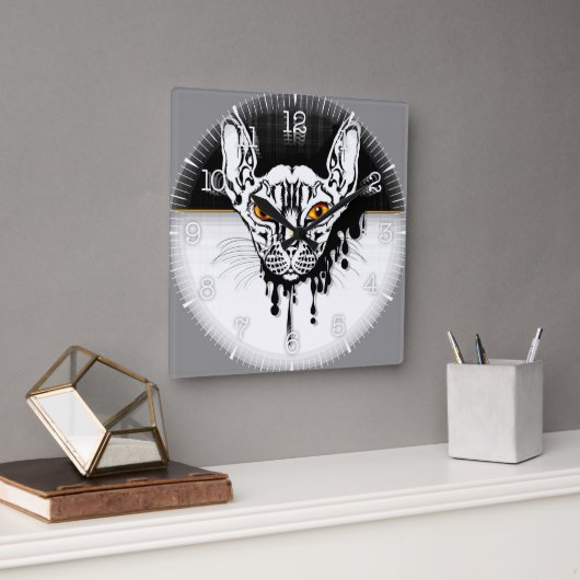 Horloge Carrée Time and illustrated art on your wall. (Bureau)