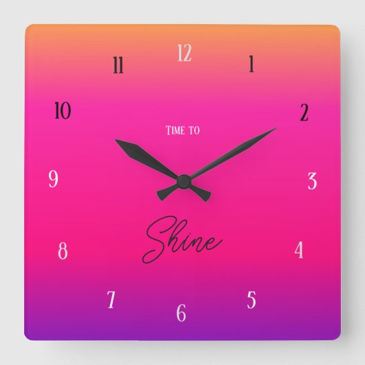 Horloge Carrée Time to Shine – Bold Sunset Gradient (Recto)