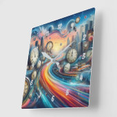 Horloge Carrée Time Warp Road Trip (Angle)