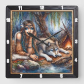 Horloge Carrée Timekeeper indien : Wolf et Maiden's Glade (Recto)