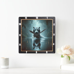Horloge Carrée Timepiece de forêt de tigre mystique