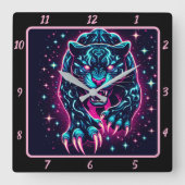 Horloge Carrée Timer à néon électrique Panther de minuit (Recto)