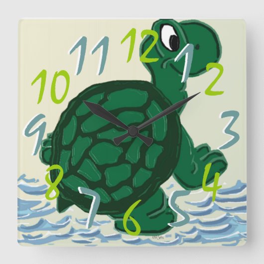 Horloge Carrée Timothy la tortue (Recto)