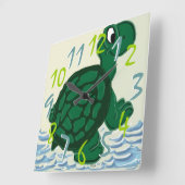 Horloge Carrée Timothy la tortue (Angle)