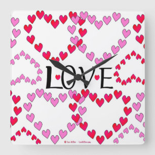 Horloge Carrée Tiny Hearts Rose Rouge AMOUR