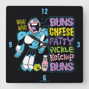 Horloge Carrée Titans Ados, allez ! Cyborg Burger Rap