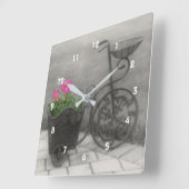 Horloge Carrée Titulaire de vélos d'époque (Angle)