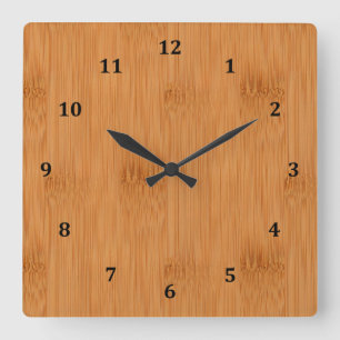 Horloge Carrée Toast de bambou Grain