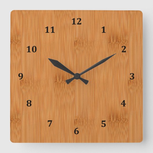 Horloge Carrée Toast de bambou Grain (Recto)