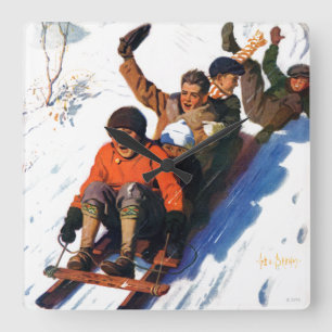 Horloge Carrée Tobagganing