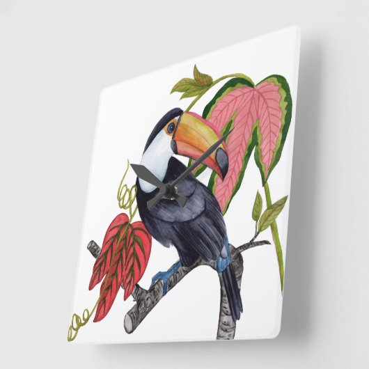 Horloge Carrée Toco Toucan (Angle)