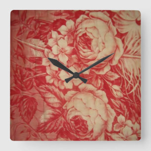 Horloge Carrée Toile rouge antique