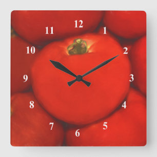 Horloge Carrée Tomates de jardin à la maison rouge juteuse