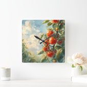 Horloge Carrée Tomates vintages sur une vigne (Maison)