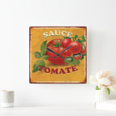 HORLOGE CARRÉE TOMATOES CHATOUILLERS CANNINGS SAUCE TOMATO (Maison)