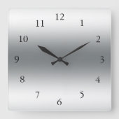 Horloge Carrée Tons abstraits modernes d'argent et de gris (Recto)